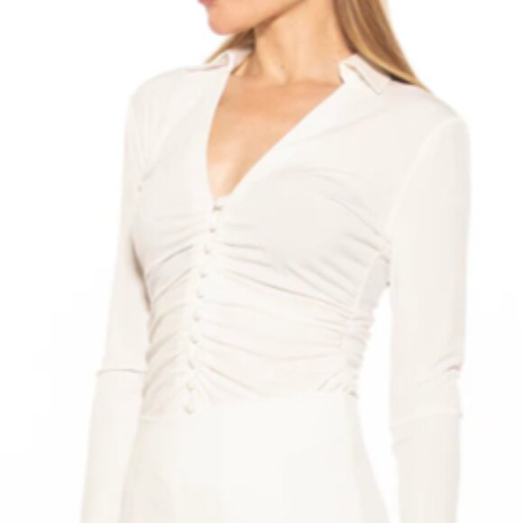 NEW ALEXIA ADMOR ALINA COLLARED SHIRT SIZE XL COLOR IVORY LONG SLEEVE - Picture 3 of 4